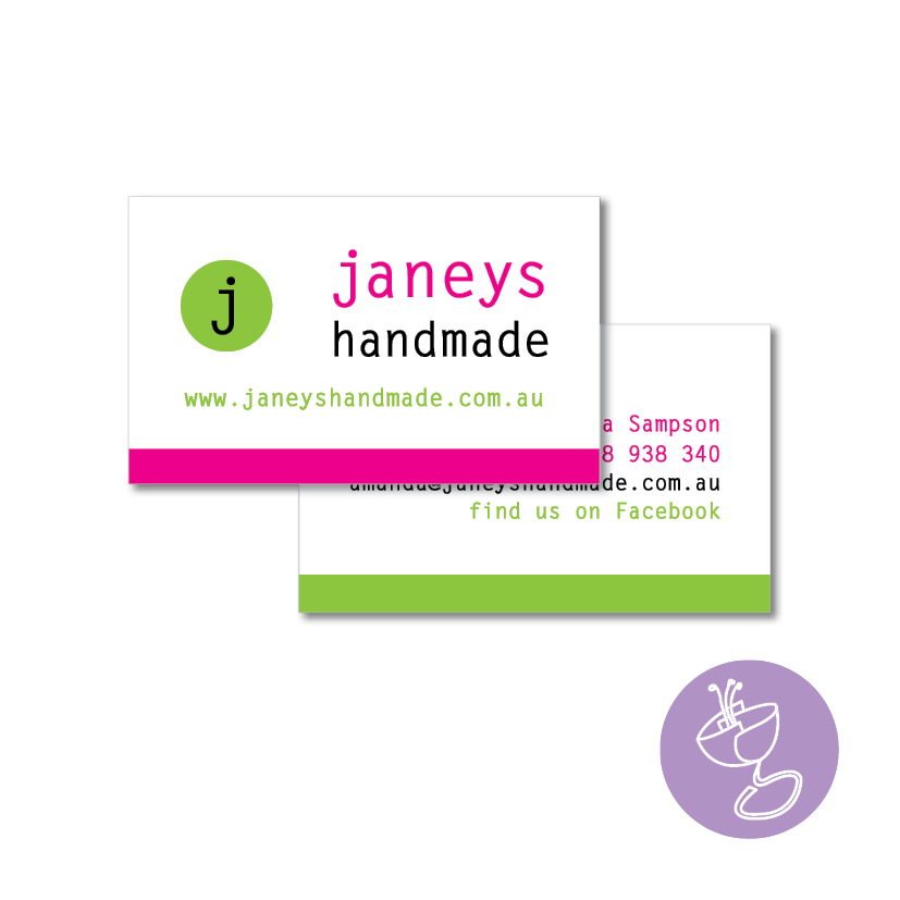 janeys handmade business card design by radge design