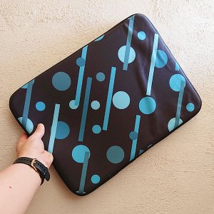 Linear Blue Dots and Dashes laptop sleeve