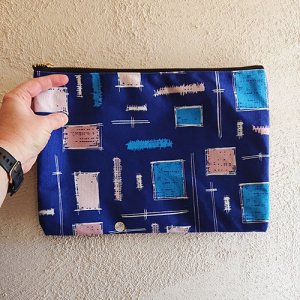 paintbrush blue patterned pouch