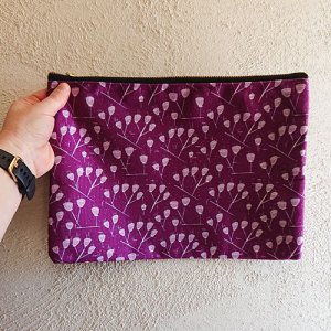 tulip tree plum floral patterned pouch