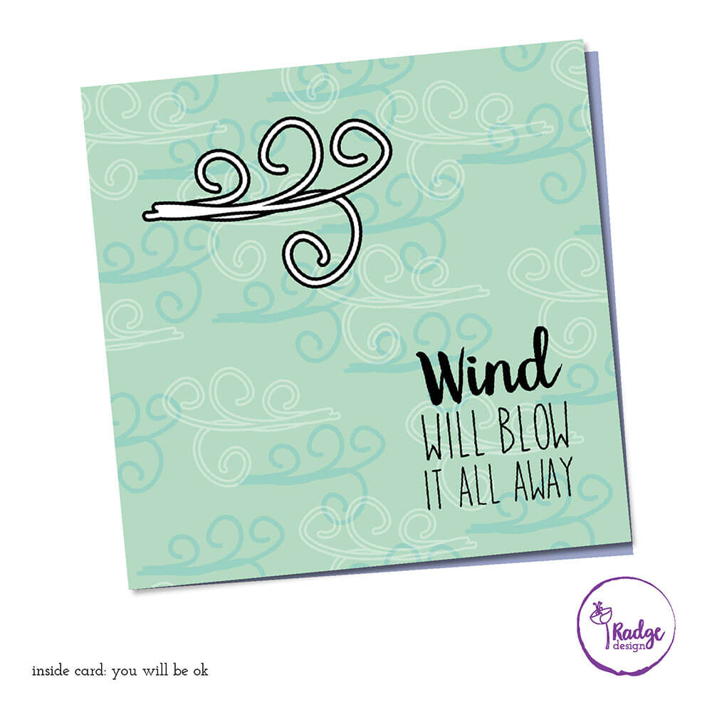 quirky greeting card design wind will blow it all away