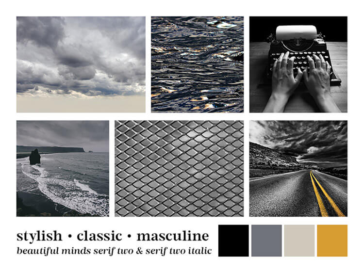 moodboard to suit stylish classic masculine business branding
