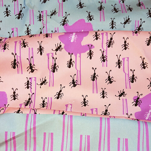 running ants quirky fabric print