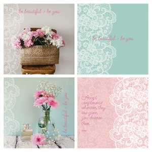 social graphics colours and fonts to suit a warm vintage feminine brand