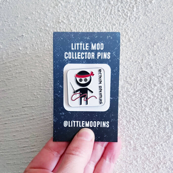sewing ninja enamel pin design