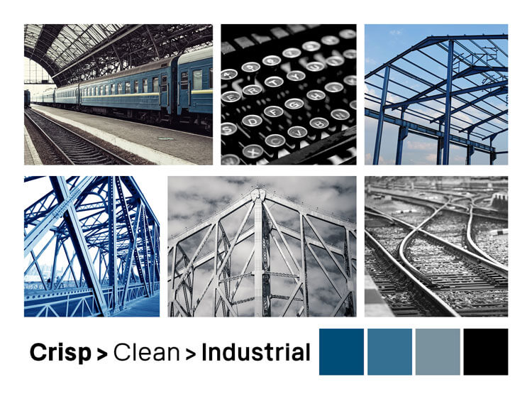 moodboard clean crisp industrial for engineering type business